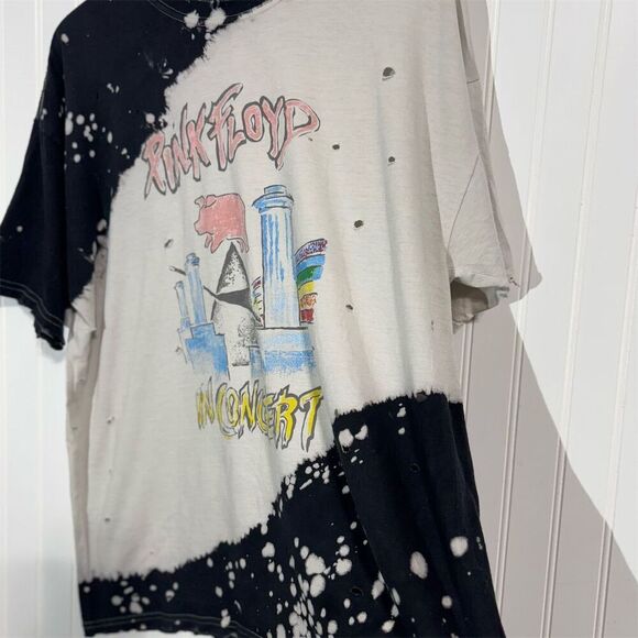 Pink Floyd In Concert Band Tee Distressed Bleached Vintage Style Grunge Y2K L - Picture 5 of 13